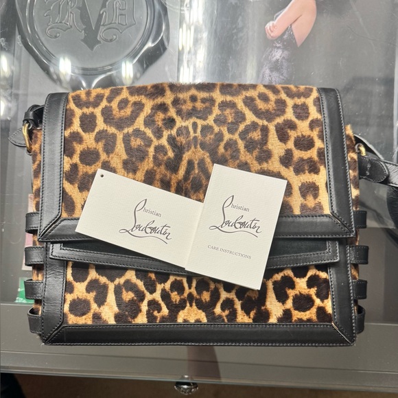 Christian Louboutin Farida Leopard Calf Hair & Leather Messenger Crossbody Bag - Picture 11 of 13